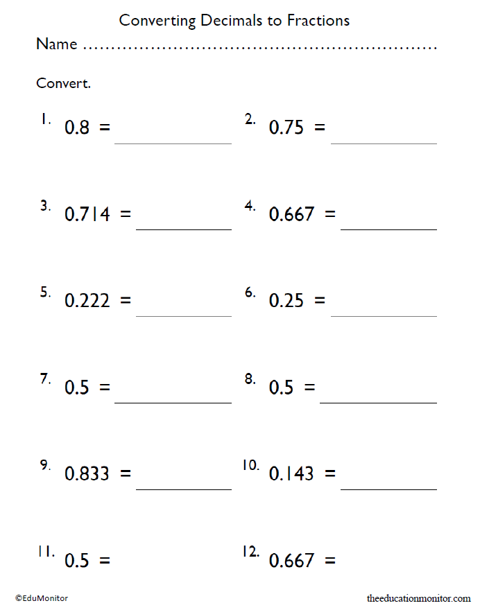 4th Grade Converting Decimals To Fractions Math Worksheet EduMonitor 4th Grade Converting Decimals To Fractions Math Worksheet EduMonitor