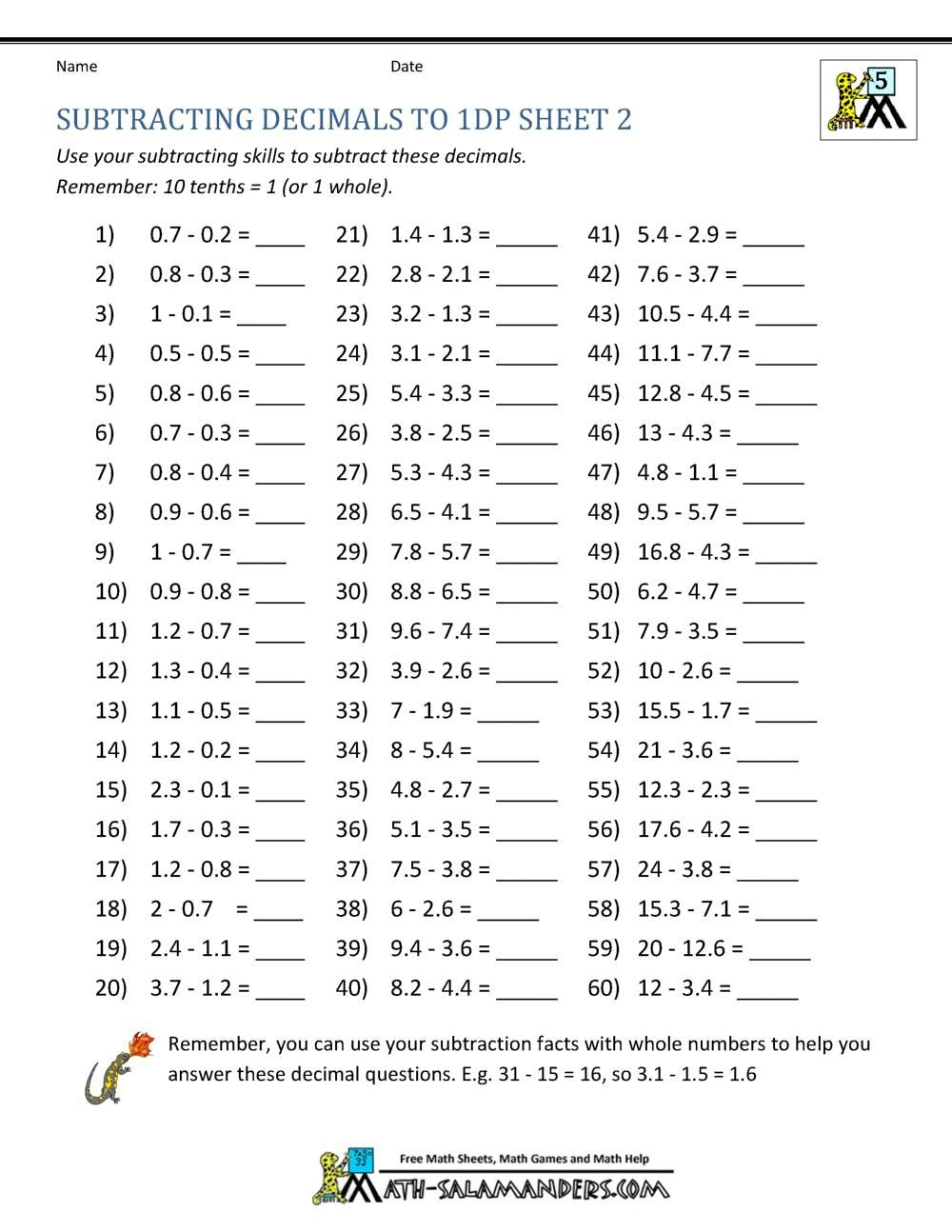 Addition And Subtraction Of Decimals Worksheets Grade 5 Worksheet Mart Addition And Subtraction Of Decimals Worksheets Grade 5 Worksheet Mart
