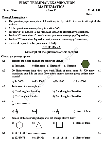 math worksheets grade 5 cbse