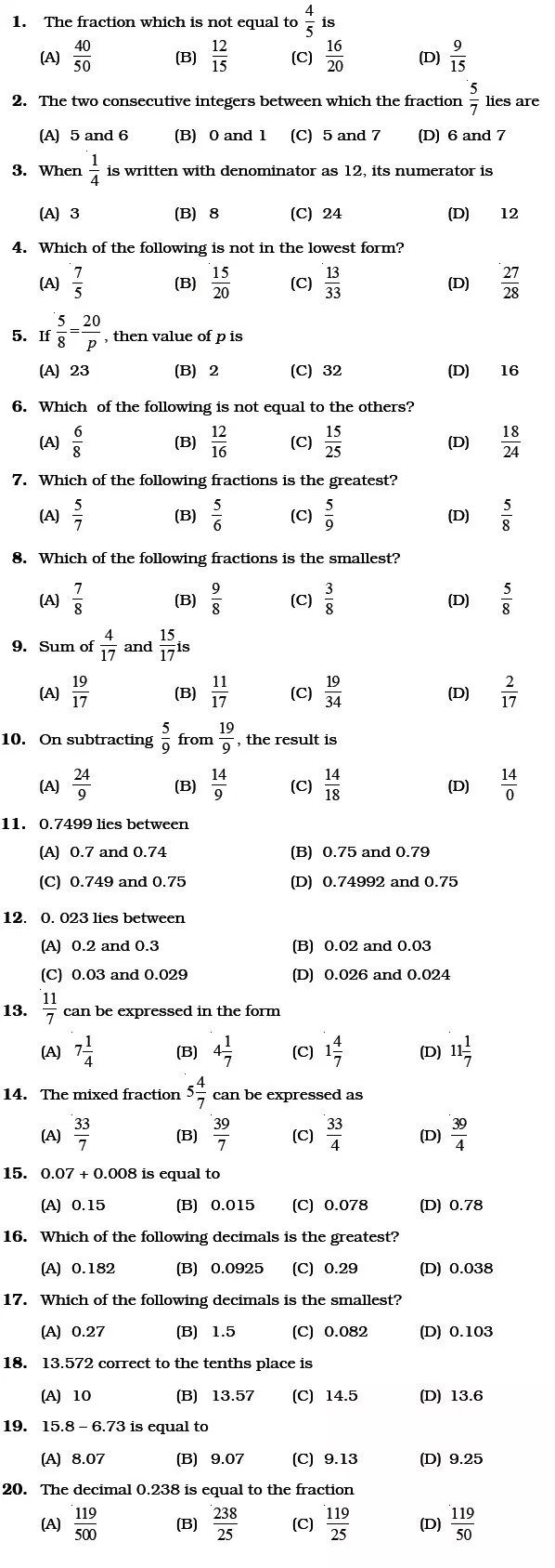 Class 6 Important Questions For Maths Fractions And Decimals Class 6 Important Questions For Maths Fractions And Decimals