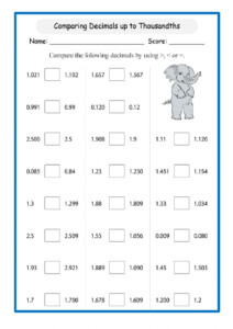 Decimal Worksheets For 3rd Grade - Decimalworksheets.net