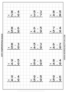 Decimal Addition And Subtraction Worksheets Grade 5 - Decimalworksheets.net