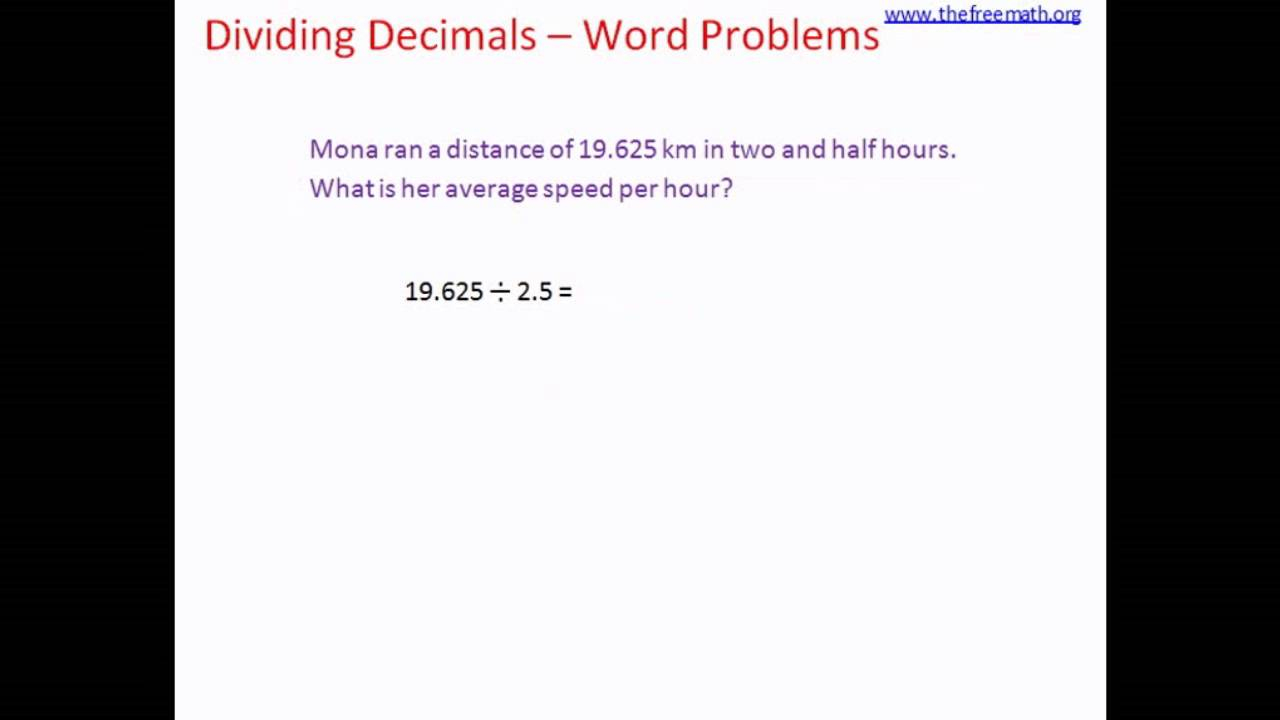 Dividing Decimals Word Problems YouTube Dividing Decimals Word Problems YouTube