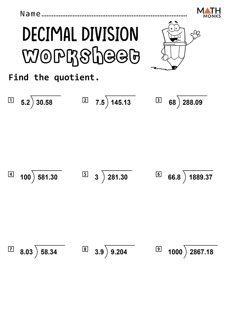 Dividing Decimals Worksheets Math Monks Dividing Decimals Worksheets Math Monks