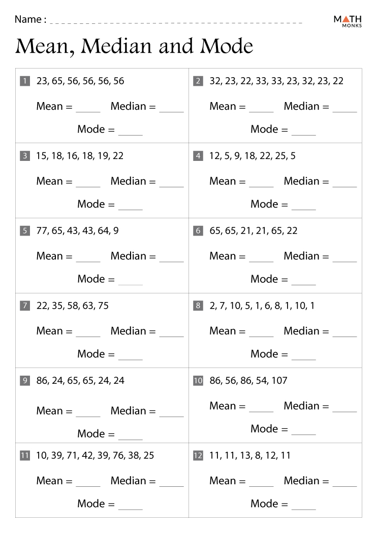 Mean Median Mode Range Worksheets Math Monks Mean Median Mode Range Worksheets Math Monks