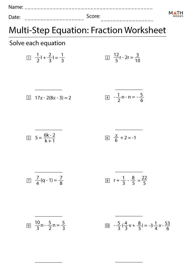Multi Step Equations Worksheets Math Monks Multi Step Equations Worksheets Math Monks