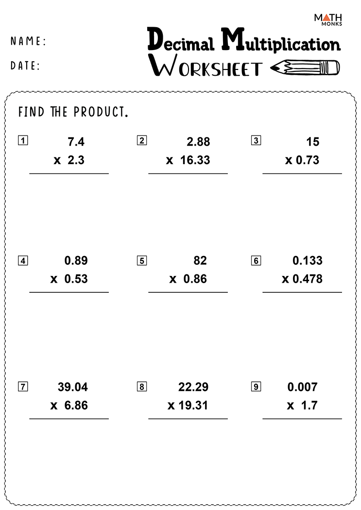 Multiplying Decimals Worksheets Math Monks Multiplying Decimals Worksheets Math Monks