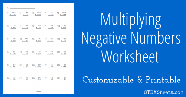 Multiplying Negative Numbers Worksheet STEM Sheets - Decimalworksheets.net