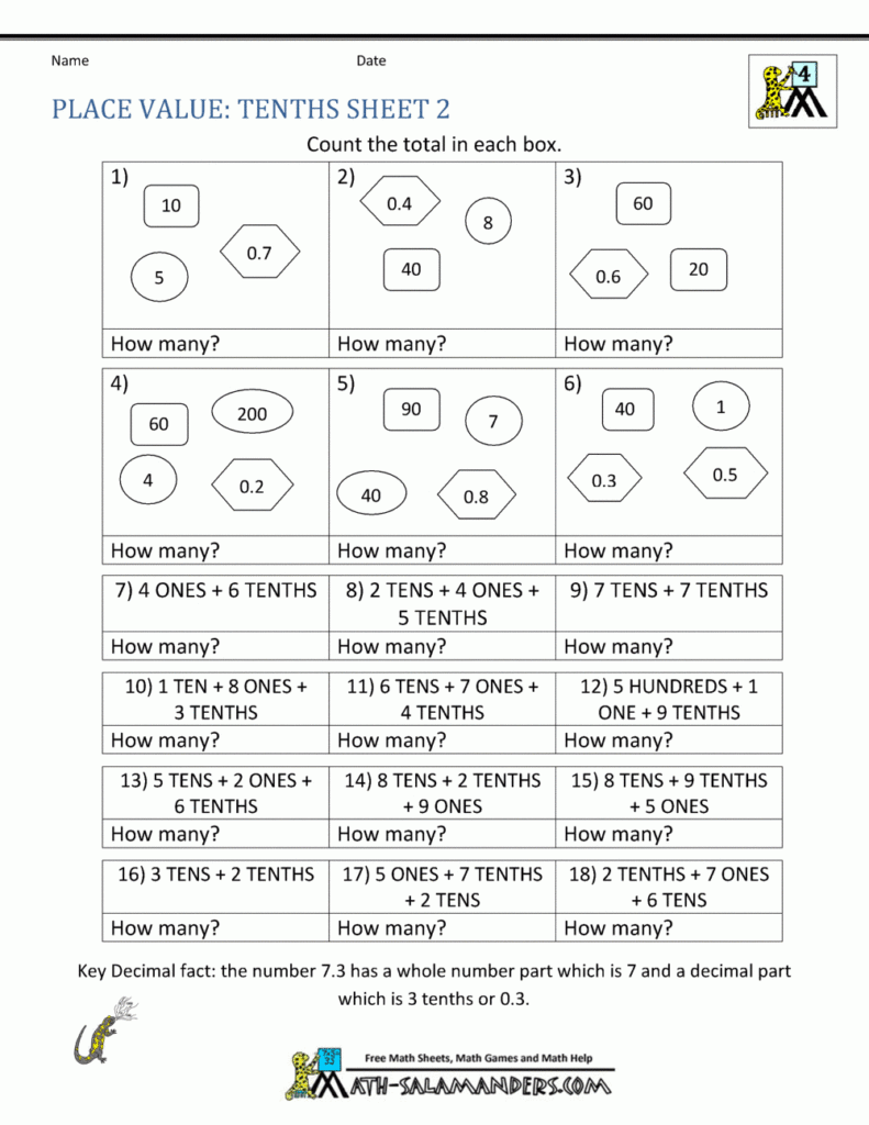 Wonderful 4th Grade Math Worksheets 4th Grade Place Value Math 