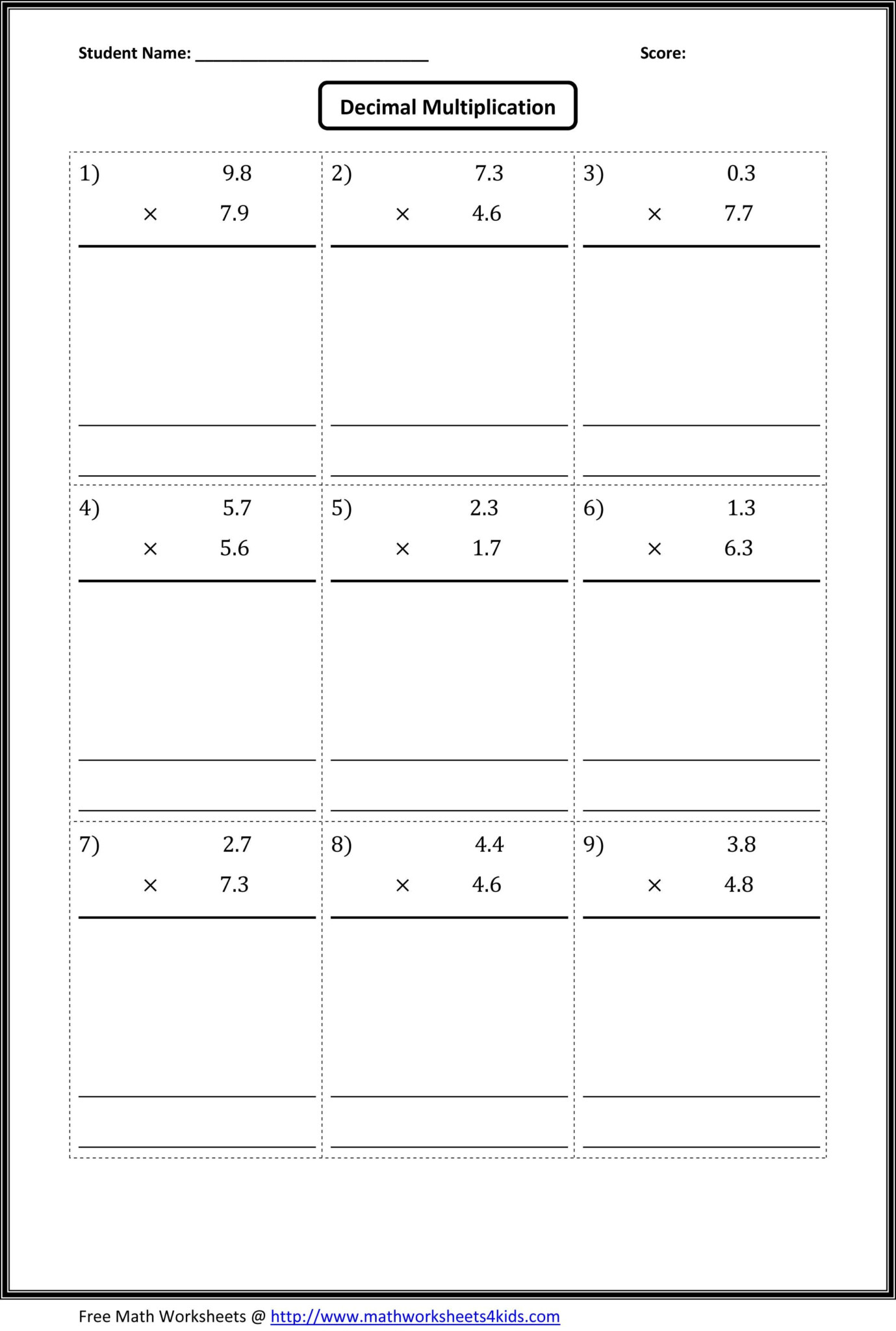 Worksheet Multiplying Decimals Jack Cook S Multiplication Worksheets ...